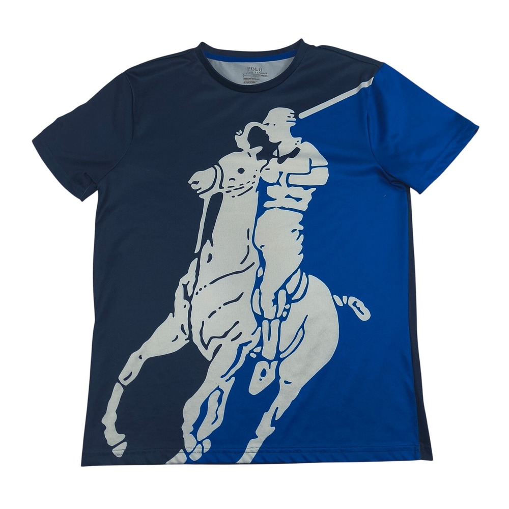 Polo Ralph Lauren Performance Big Pony Graphic T-Shirt Blue Mens Size Small